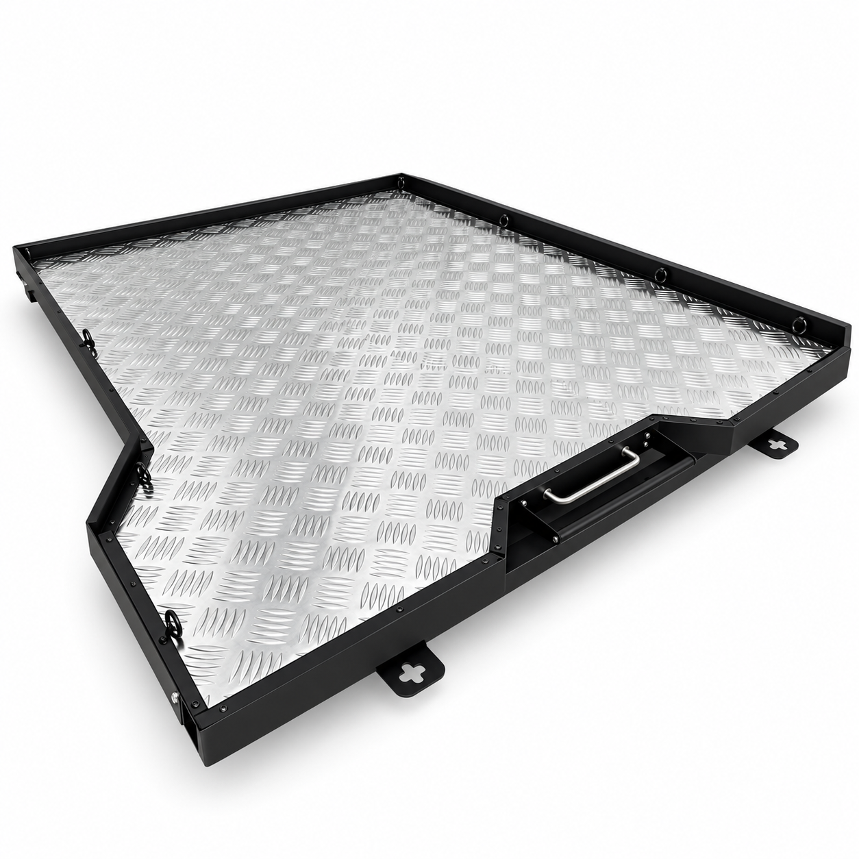 IRONHAUL single-platform slide-out truck bed cargo tray with silver checker-plate deck and black frame