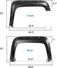 GMC - Pocket Rivet Style Fender Flares 4PC | Paintable Textured Black Paintable