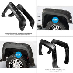 GMC - Pocket Rivet Style Fender Flares 4PC | Paintable Textured Black Paintable