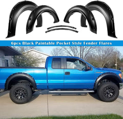 Ford - Pocket Rivet Style Fender Flares 4PC | Paintable Textured Black Paintable