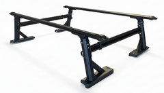 Black aluminum Ironhaul TK01 adjustable bed rack on a white background